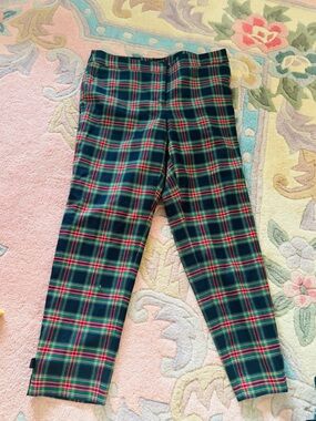 Talbots Navy Plaid-Lined Skirt with Red and Green Tartan